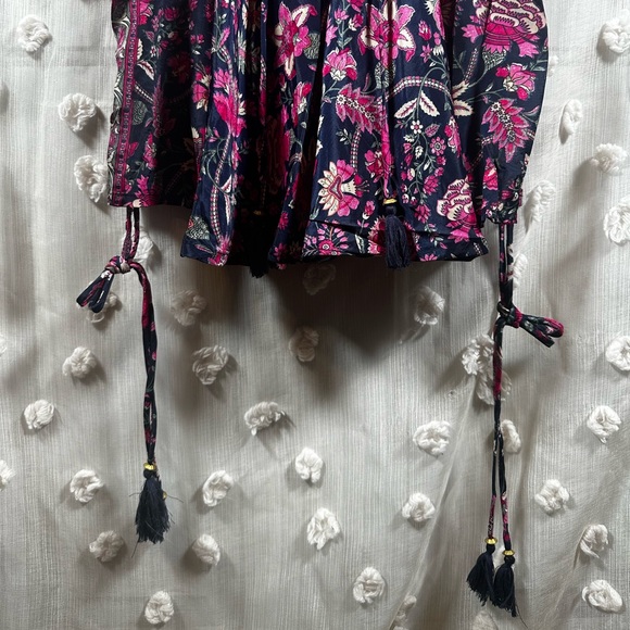 NWT Raga Women’s Cold Shoulder Floral Boho Romper with Tassels Size Medium - Picture 6 of 9